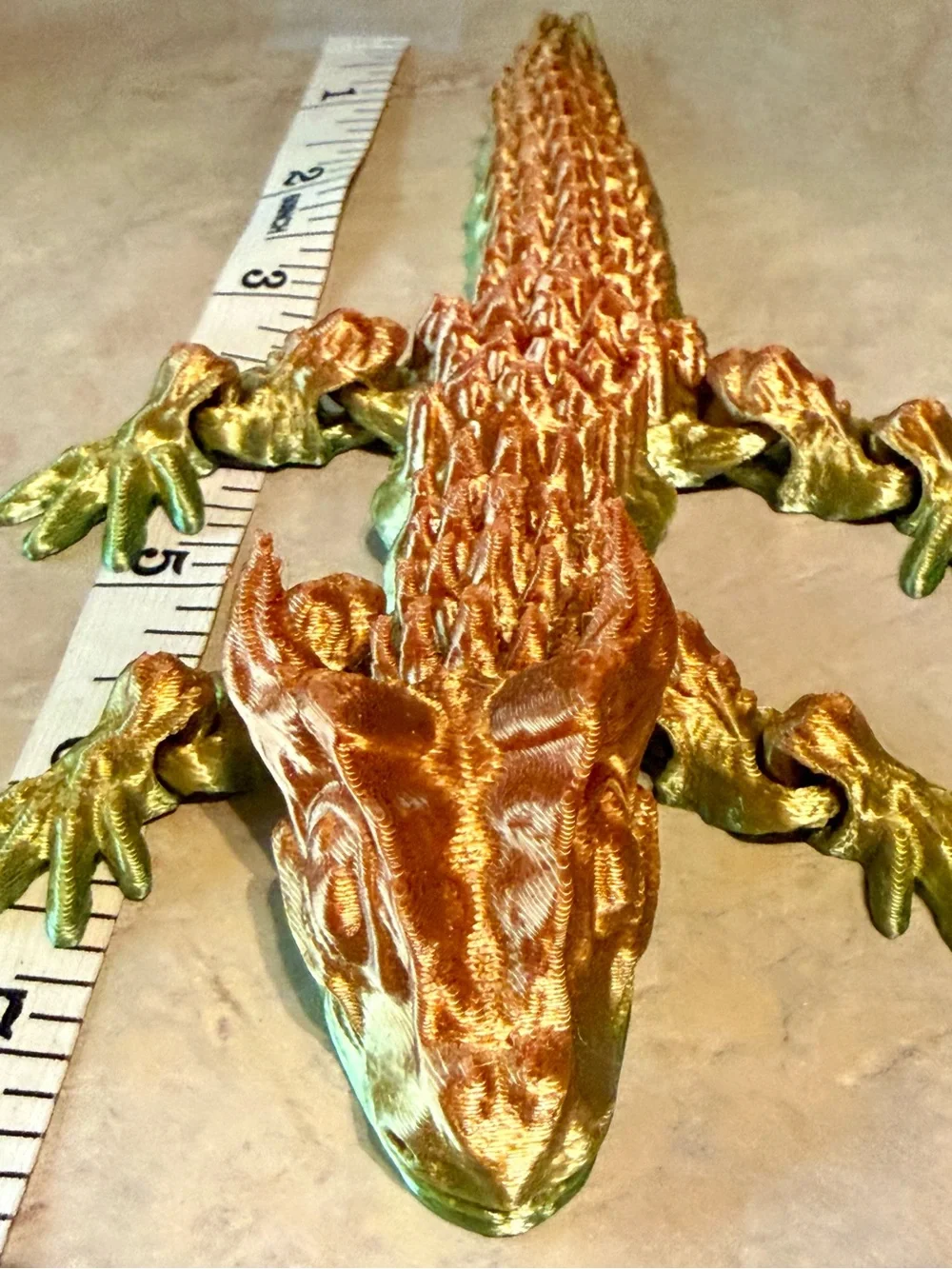 3D Printing Dragon 🐉 Accent — Gold & Green Reptile Décor